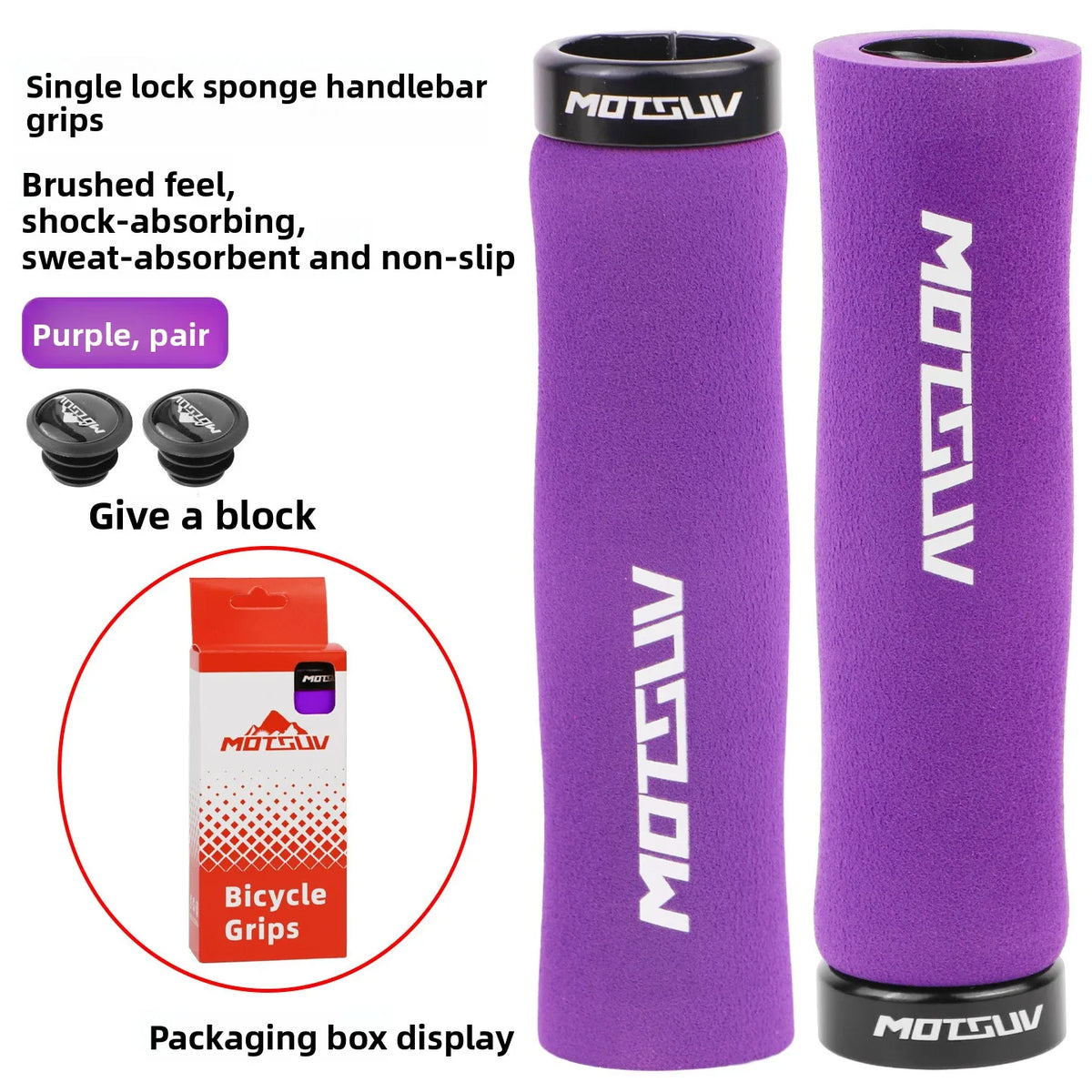 Lock-On Wave Sponge MTB Handlebar Grips – Anti-Slip & Comfort Bike Handlebar Grips Axl purple