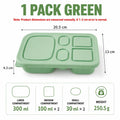 Silicone Bento Lunch Box – 5-Compartment Food Container Bento Lunch Box Axl 1 PACK Green