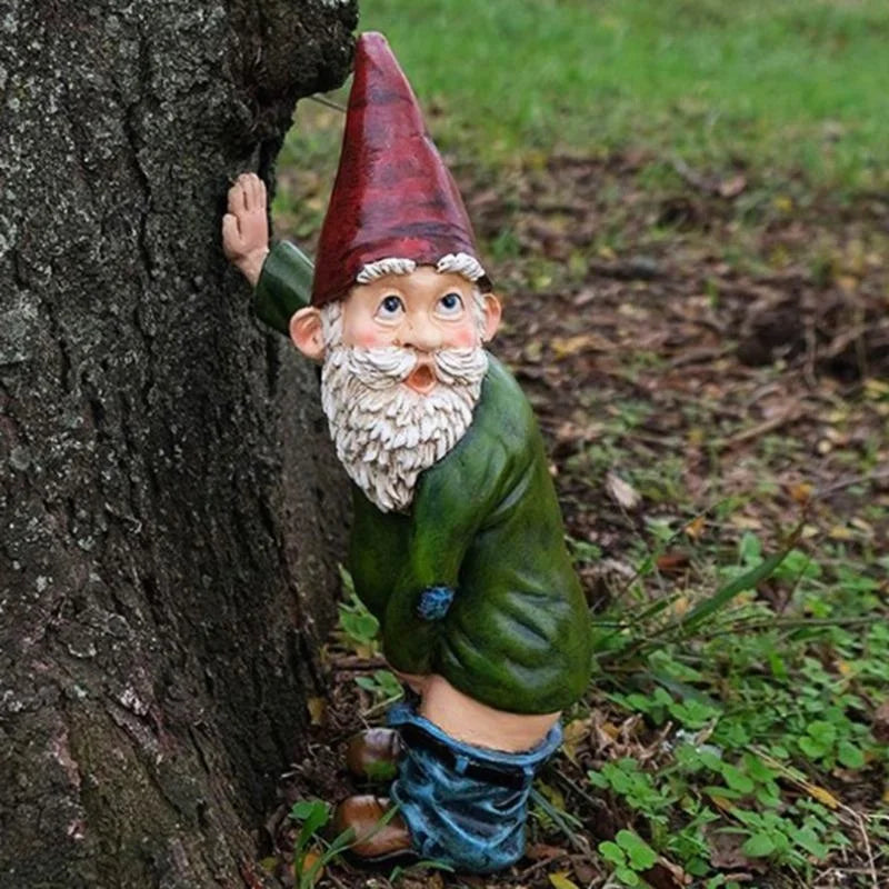 Urinating Gnome Statue – Resin Dwarf Garden Sculpture Garden Gnome Statue Axl