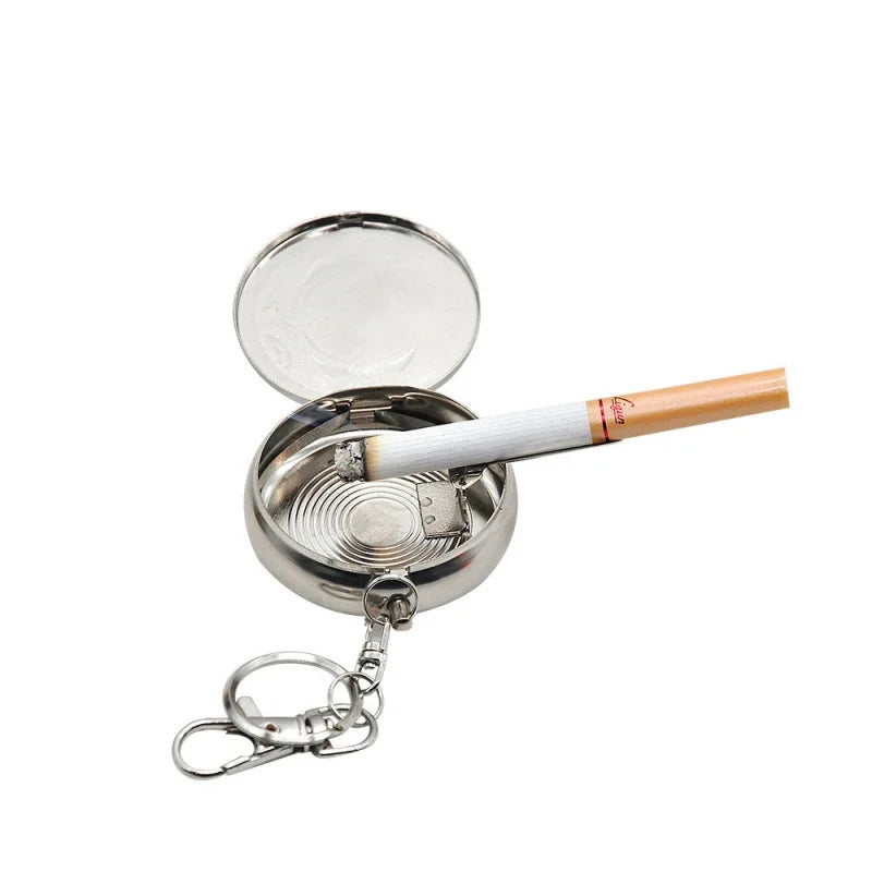 Portable Mini Metal Ashtray – Pocket Watch Keychain Design Portable Keychain Ashtray Axl silver