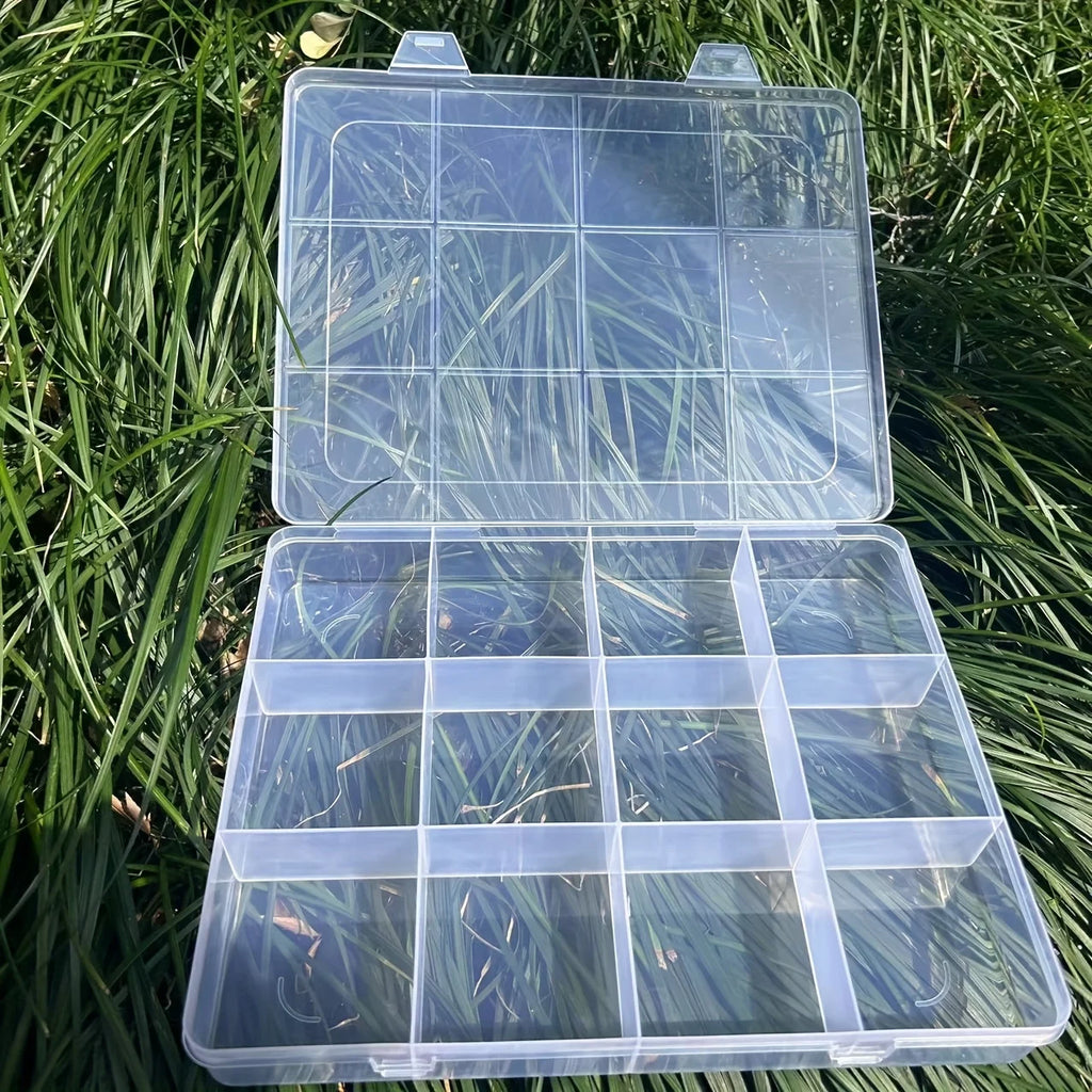 12-Compartment Transparent Storage Box with Card Slots Compartment Storage Box Axl
