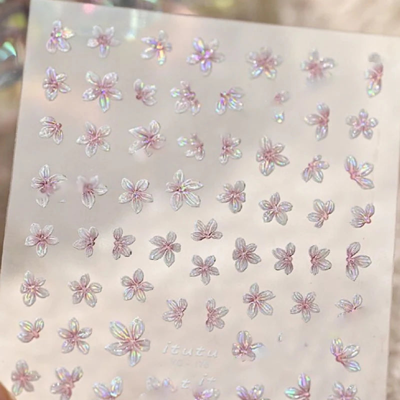 5-Petal Flower Nail Stickers – Floral DIY Nail Art Decals Nail Art Stickers Axl Pink