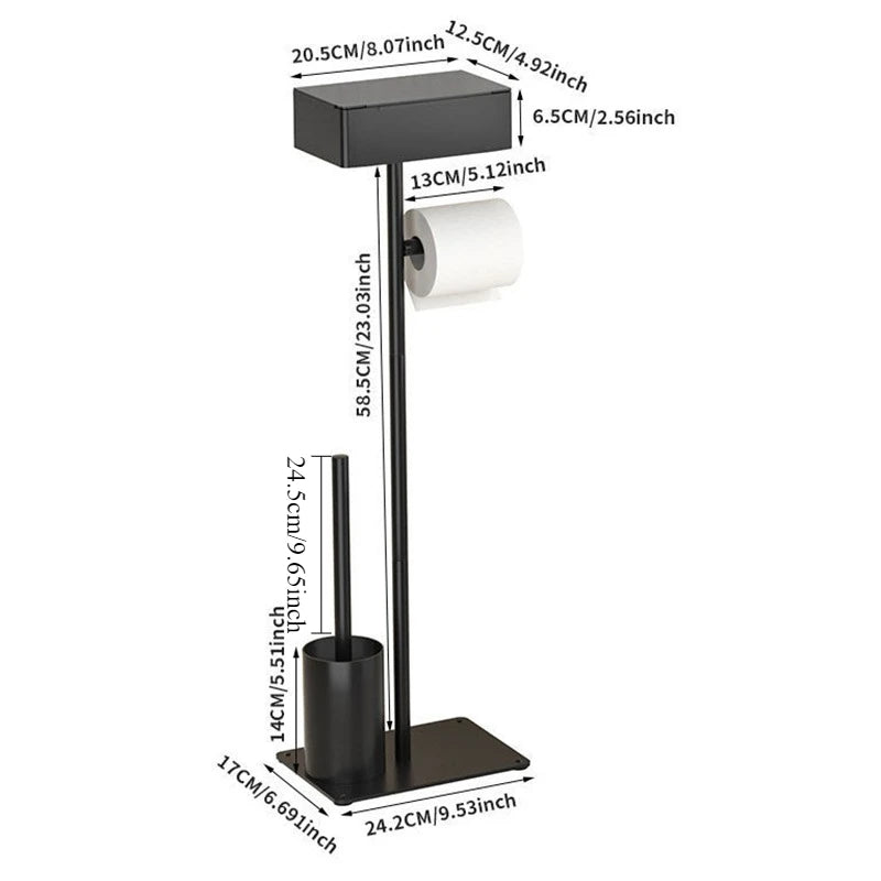 Stainless Steel Floor Bathroom Organizer & Toilet Paper Holder Bathroom Storage Rack Axl Style I