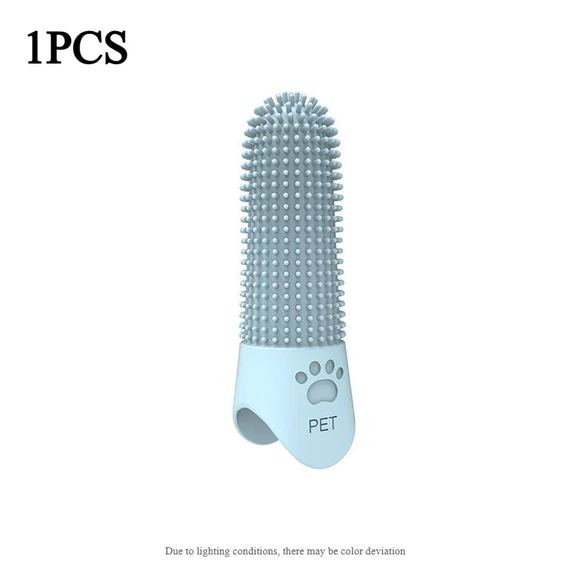 360° Silicone Finger Toothbrush for Dogs & Cats – All Breeds Pet Finger Toothbrush Axl Blue-1pcs