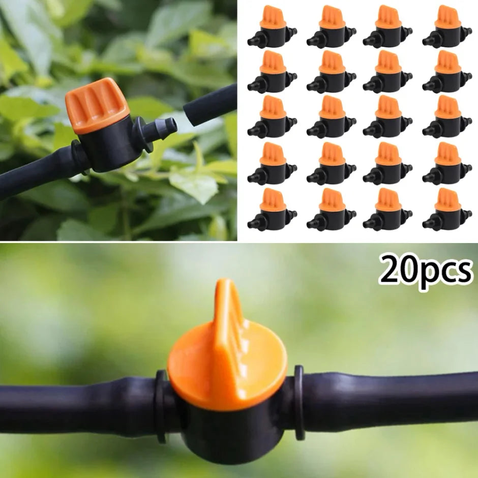 20-Pack Drip Irrigation Flow Control Valves – 4/7mm Hose Drip Irrigation Valve Axl