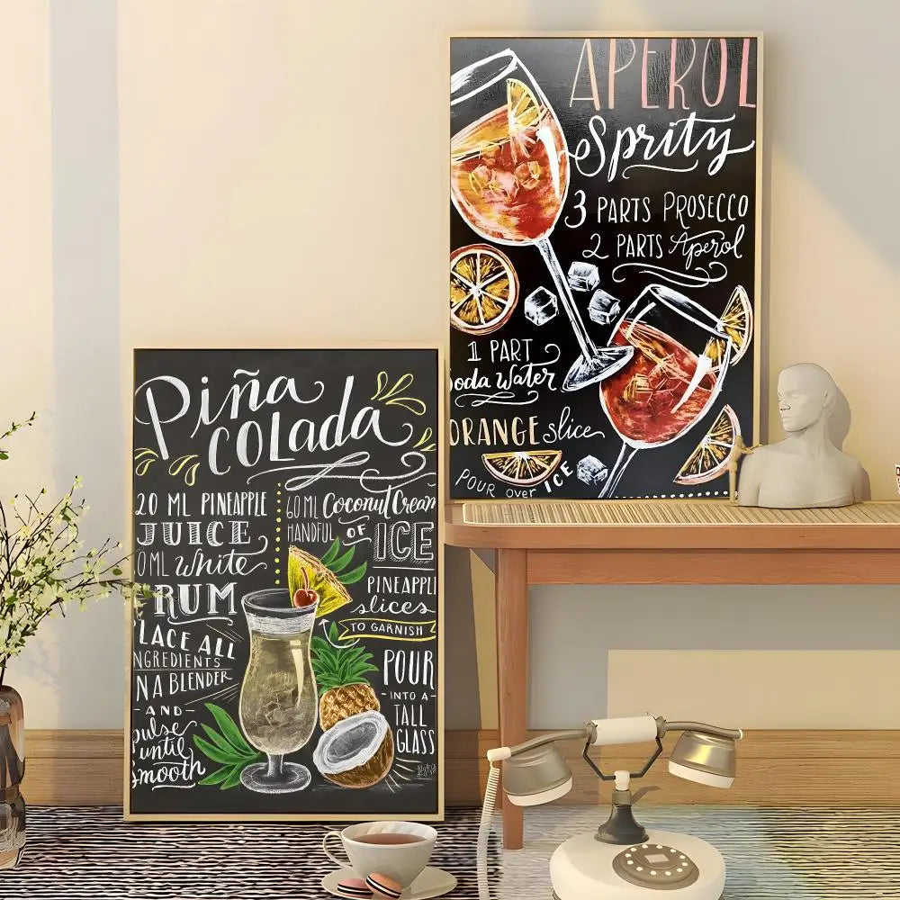 Cocktail Recipe Menu Poster – HD Waterproof PVC Wall Sticker Wall Decor Poster Axl