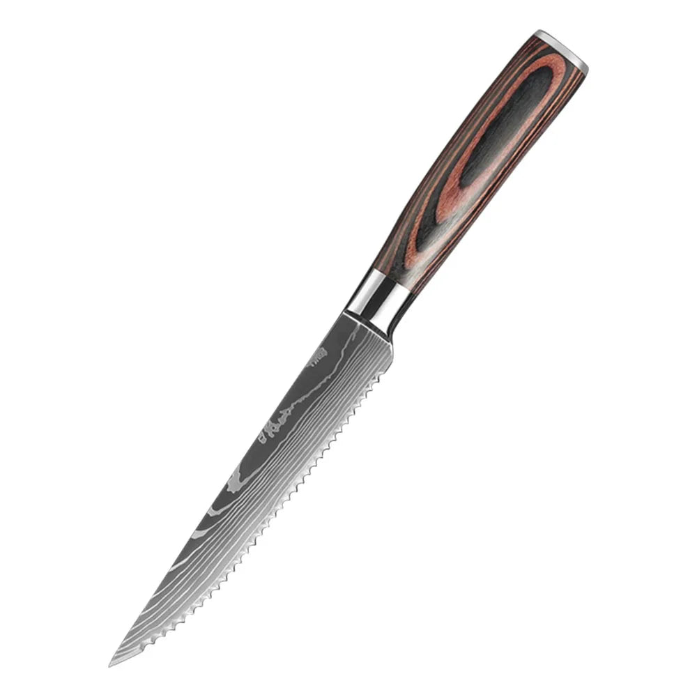 InLeung Damascus Chef's Knife – Sharp Stainless Steel Kitchen Knife Damascus Chef Knife Axl 4.5 inch steak knife