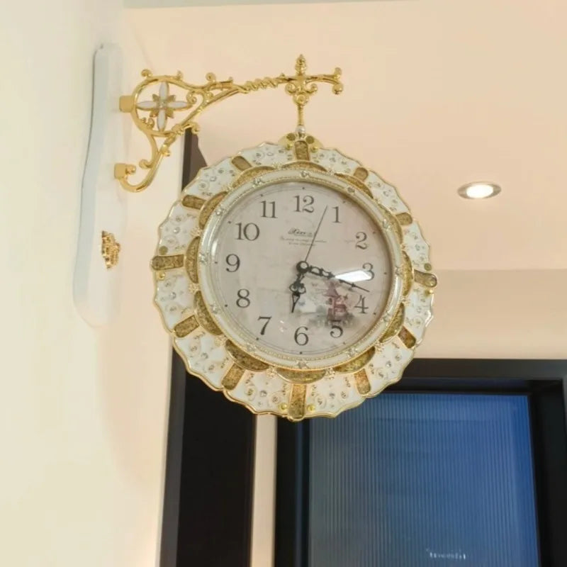 Double-Sided Silent Wall Clock – Modern Luxury Living Room Decorative Wall Clock Axl