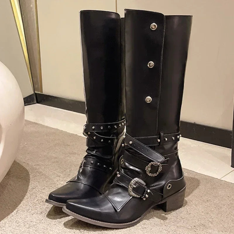 Women's Pointed Toe Mid-Calf Block Heel Boots | Sizes 5–14 Mid-Calf Boots Axl