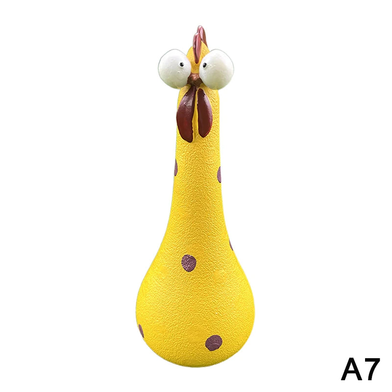 Quirky Big-Eyed Chicken Figurine – Polka Dot Resin Garden Statue Garden Figurine Axl A7