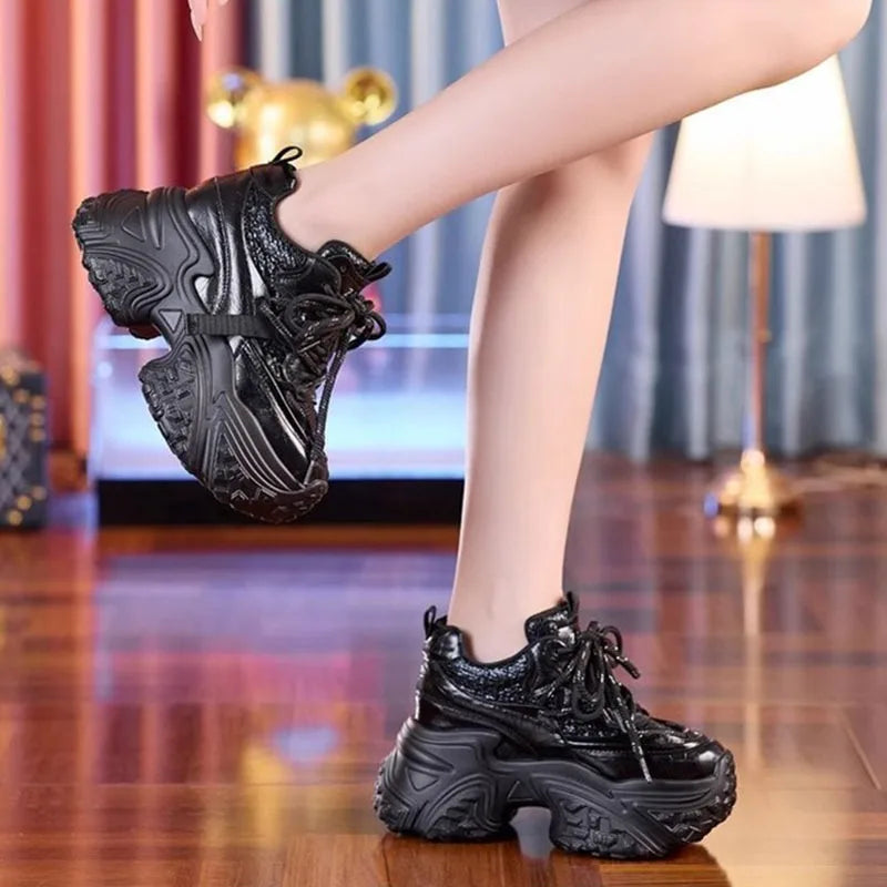 Women's Chunky Platform Sneakers – Breathable Casual Lace-Up Chunky Platform Sneakers Axl