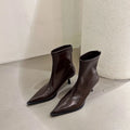 Women's Pointed Toe Ankle Boots – Thin Heel Short Booties Women's Ankle Boots Axl Brown 36