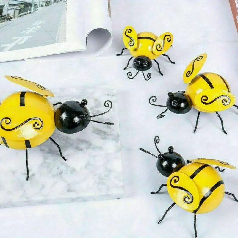 4-Pack Metal Bumble Bee Wall Ornaments – Vintage Garden Décor Metal Wall Ornament Axl