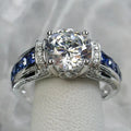 Huitan Cubic Zirconia Vintage Ring – White & Blue | Sizes 5–14 Fashion Ring Axl Q673 7