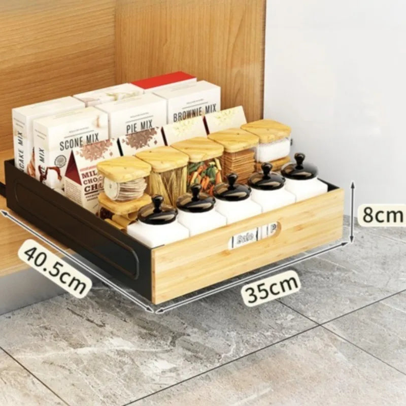 Sliding Cabinet Storage Drawer – Multifunctional Kitchen Organizer Cabinet Storage Drawer Axl Medium Black