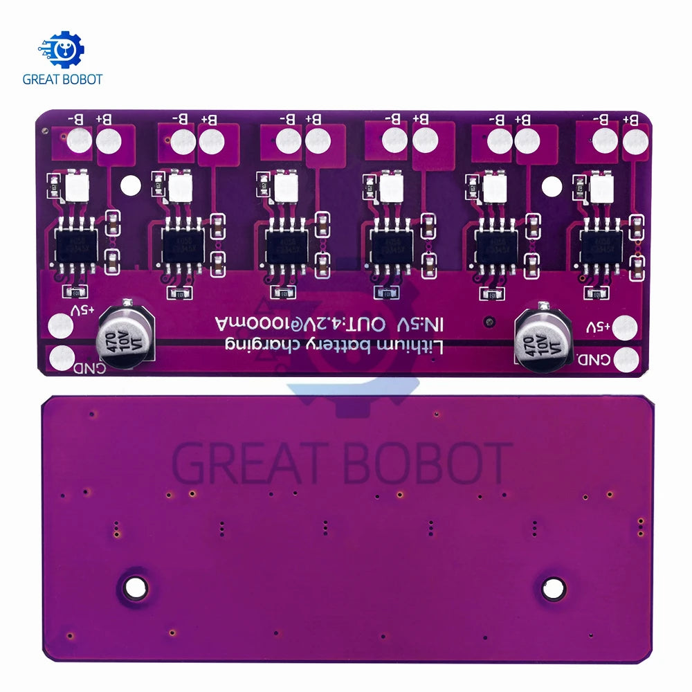6-Channel 1A Lithium Battery Charging Module – DC 5V PCB Board Battery Charging Module Axl