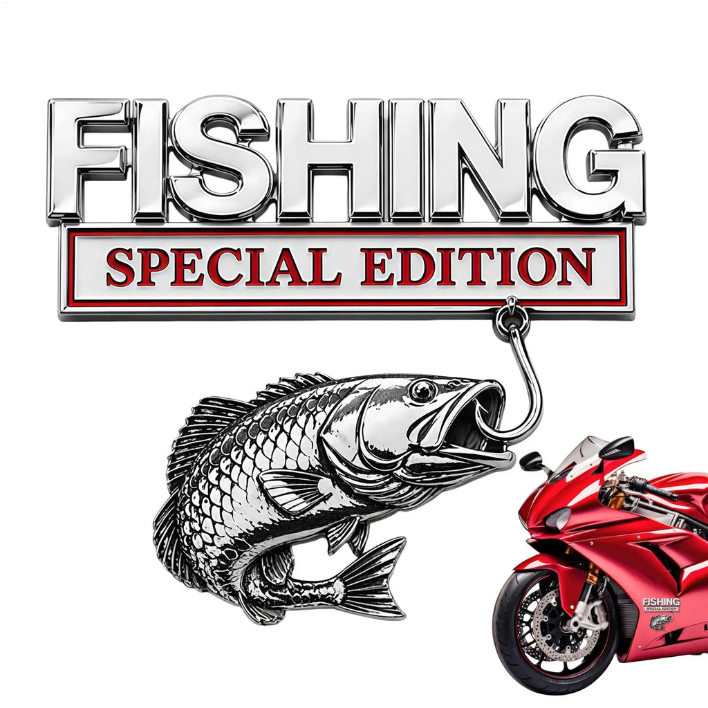 Metal Fishing Car Badge Emblem – Truck, SUV, RV & Boat Decal Car Badge Emblem Axl