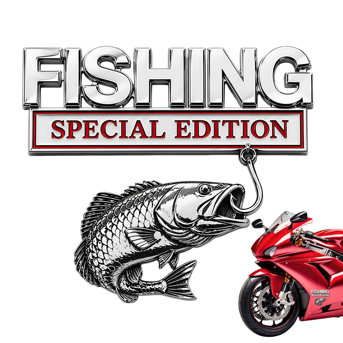 Metal Fishing Car Badge Emblem – Truck, SUV, RV & Boat Decal Car Badge Emblem Axl