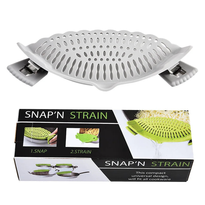 Clip-On Silicone Pot Strainer & Anti-Spill Water Drainer Pot Strainer Axl Light Gray Color Box