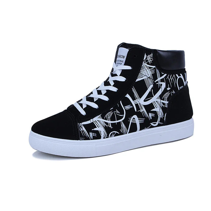 Men's High Top Canvas Sneakers – Lace-Up Vulcanized Walking Shoes Canvas Sneakers Axl