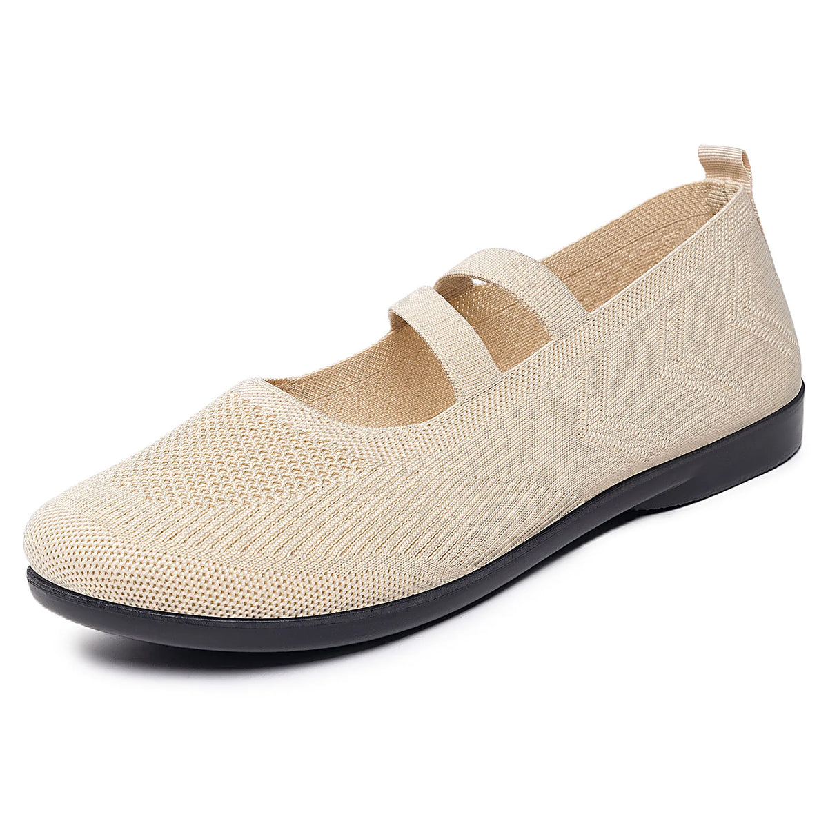 Women's Knit Mary Jane Flats – Breathable Slip-On Shoes Women's Flat Shoes Axl Beige 37