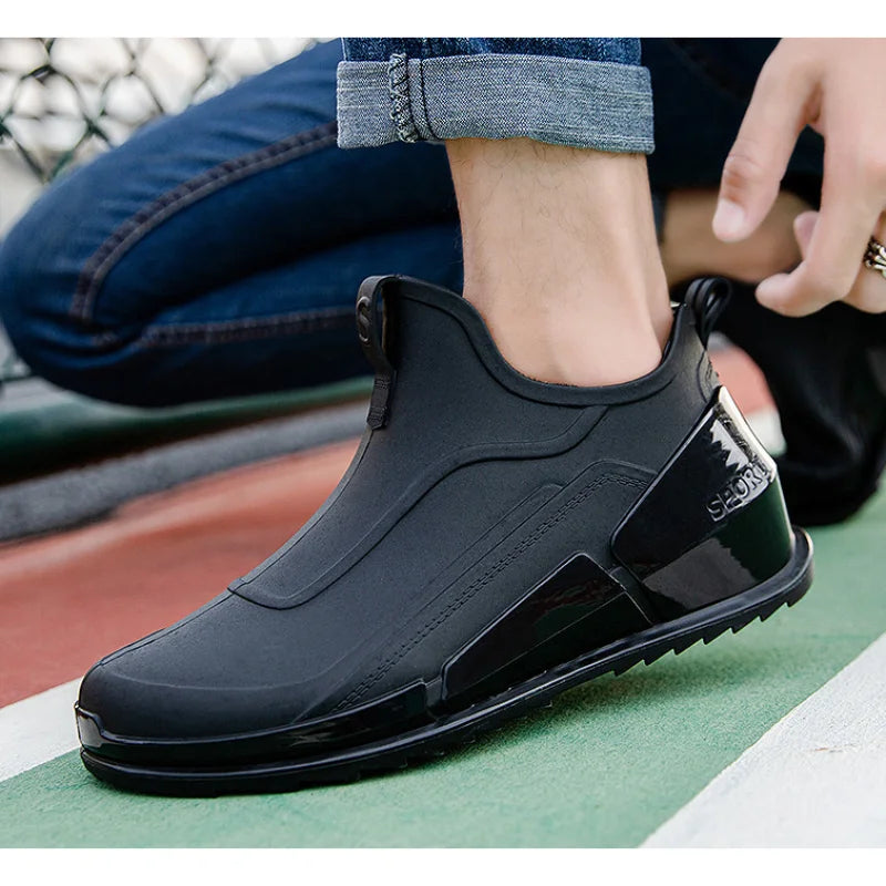 Men's Waterproof Ankle Rain Boots – Non-Slip Outdoor Fishing Men's Rain Boots Axl