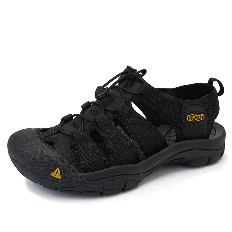 Men's Thick Sole Slip-On Beach Sandals – Lightweight Casual Men's Sandals Axl black 47