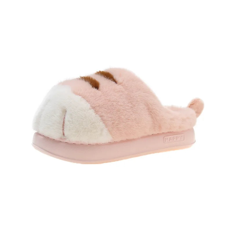 Lorilury Cat Paw Slippers – Fluffy Faux Fur Women's Slides Faux Fur Slippers Axl Pink slipper 44-45