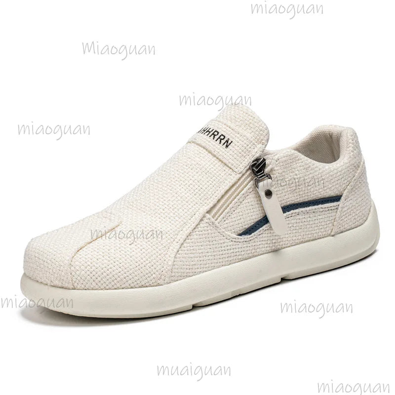 Men's Canvas Ankle Zip Sneakers – Lightweight Anti-Slip Boots Canvas Ankle Sneakers Axl