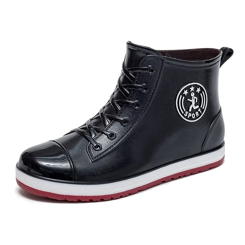 Women's Waterproof Ankle Rain Boots | Warm Cotton Garden Galoshes Women's Rain Boots Axl 1288 black 39