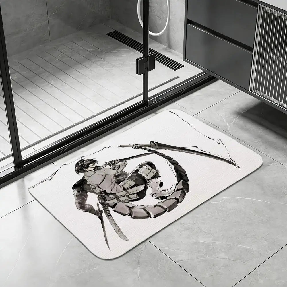 Kaiju No. 8 Anime Diatomite Bath Mat – Quick Dry Non-Slip Diatomite Bath Mat Axl White5 50x80cm