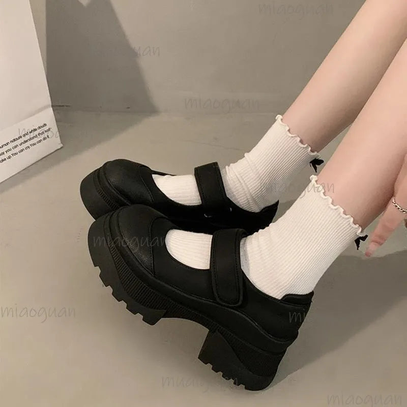 Women's Retro Mary Jane Pumps – Square Toe Buckle Loafers Mary Jane Pumps Axl