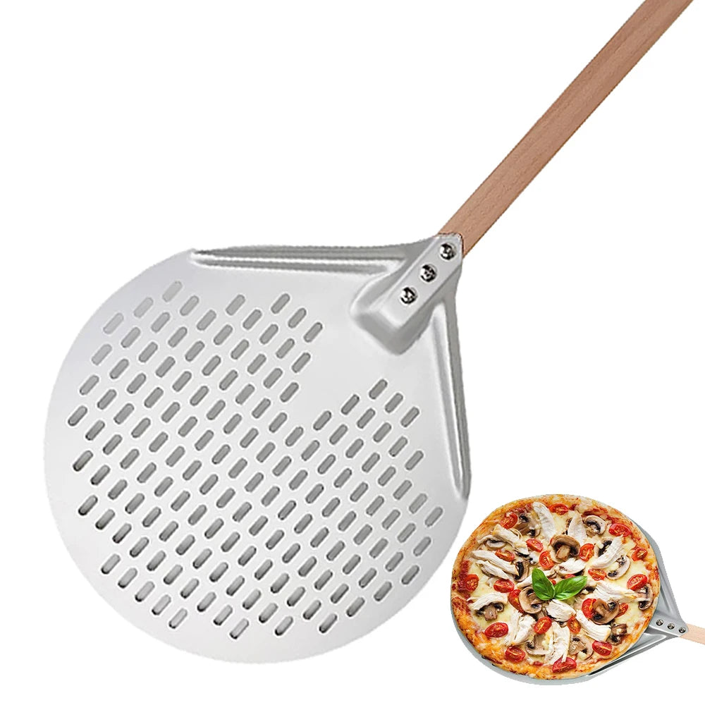 12/14 Inch Perforated Pizza Turning Peel | Anodized Aluminum Pizza Peel Axl