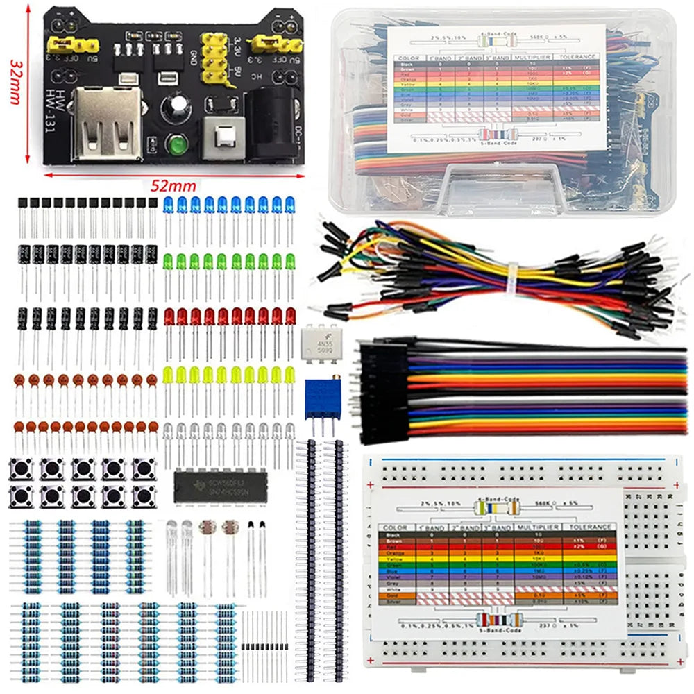 400-Hole Breadboard Starter Kit for Arduino UNO R3 – LED & Wires Electronics Starter Kit Axl Default Title