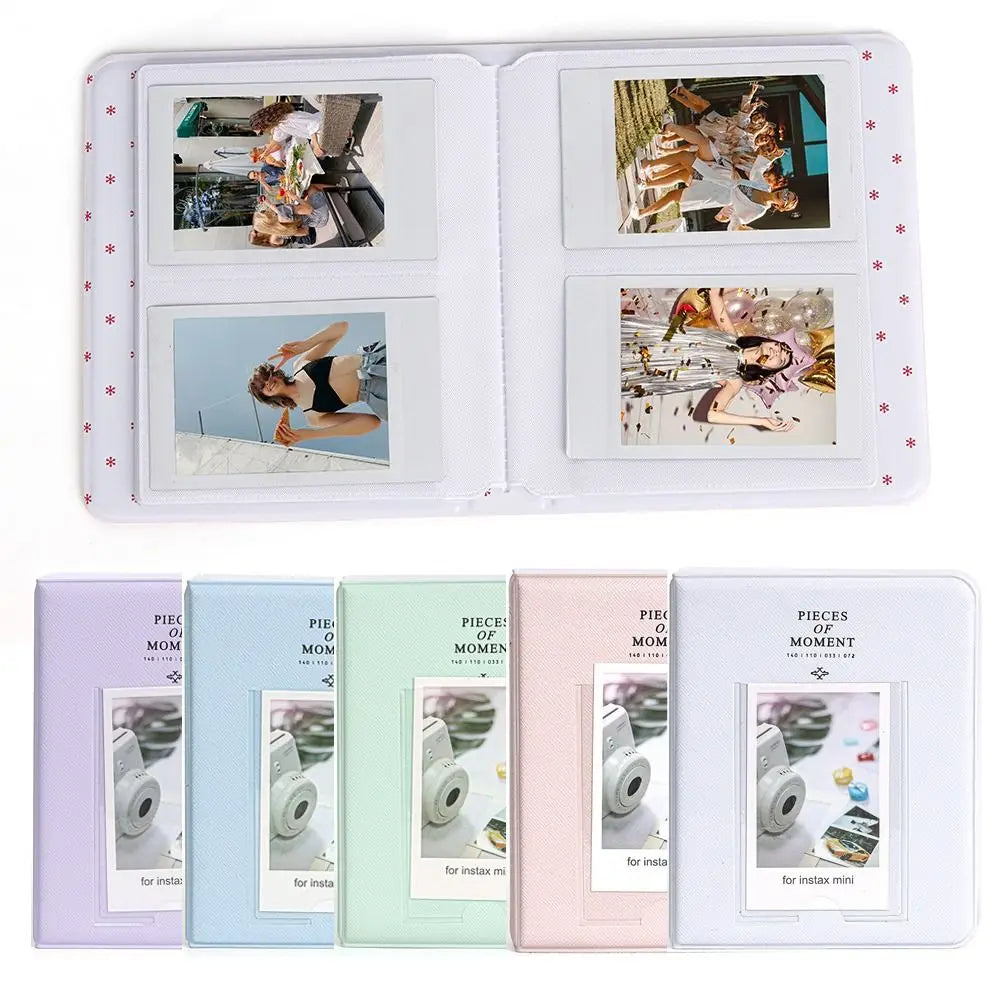 64-Pocket Instax Mini Photo Album – PU Leather 3" Picture Book Instant Photo Album Axl