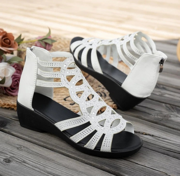 Women's Wedge Roman Sandals – Open Toe Platform, Sizes 5–14 Wedge Sandals Axl 43 WHITE