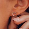 Huitan Minimalist Heart Stud Earrings – Silver Tone Women's Studs Stud Earrings Axl E3369