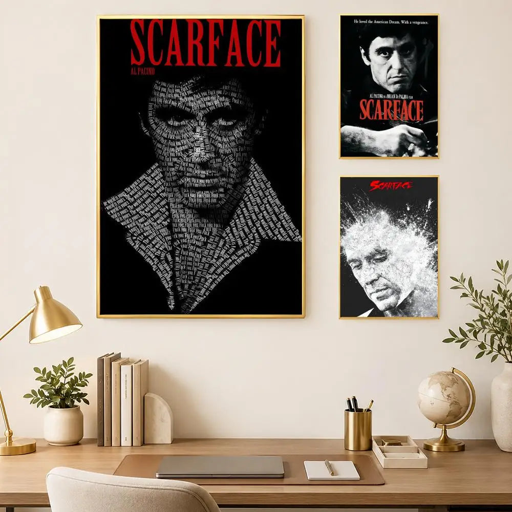 Scarface Movie Poster Self-Stick HD PVC Waterproof Wall Art Wall Art Poster Axl