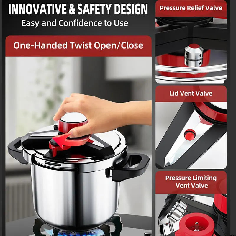 5/7L Stainless Steel Pressure Cooker with Glass Lid | Gas & Induction Pressure Cooker Axl