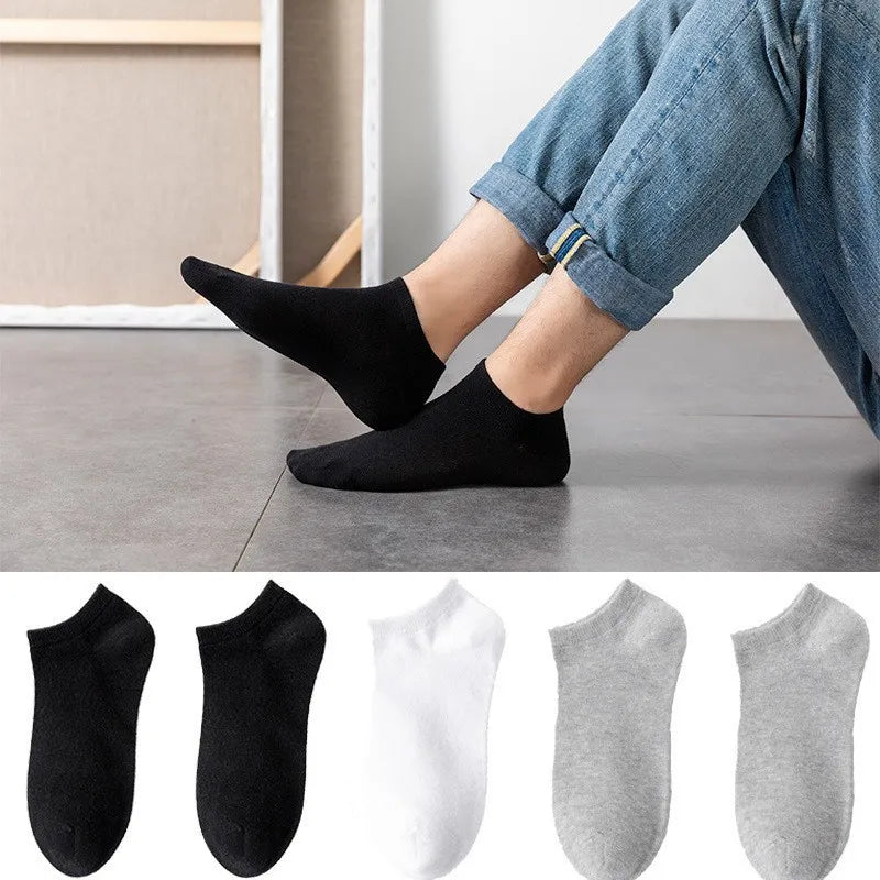 5 Pairs Unisex Color Block Boat Socks – Soft Breathable Cotton Ankle Boat Socks Axl 5 pairs mix-4 One Size