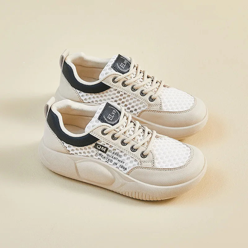 Women's Platform Mesh Sneakers – Breathable Lace-Up Casual Shoes Platform Sneakers Axl black 35