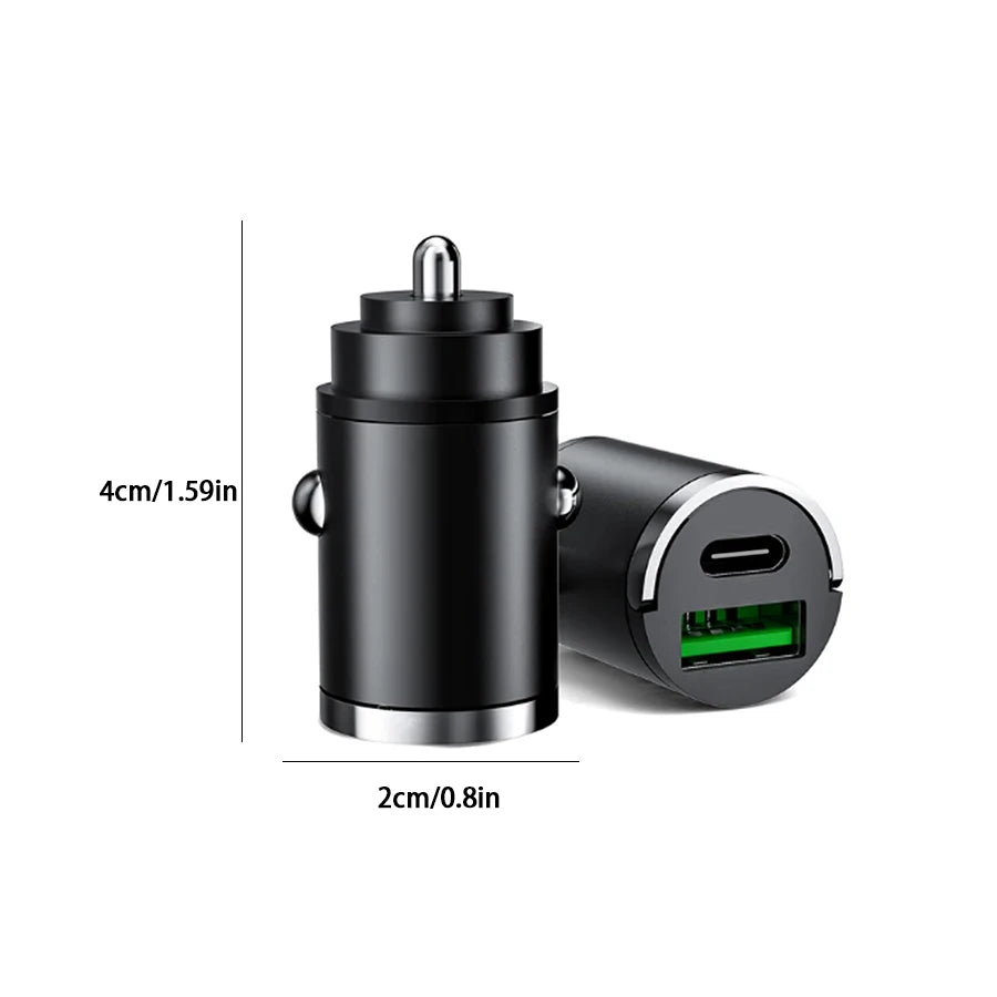 Mini Car Charger QC3.0 & PD USB-C Fast Charging | iPhone & Android Car Charger Adapter Axl