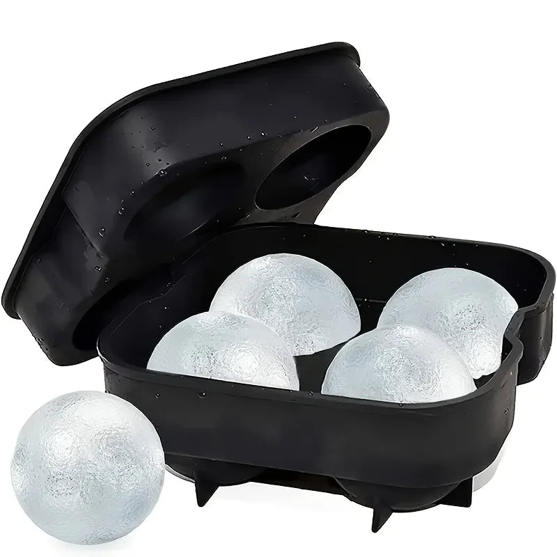 KEMORELA Silicone Ball Ice Mold – Easy-Release Whiskey Ice Tray Ice Ball Mold Axl Black