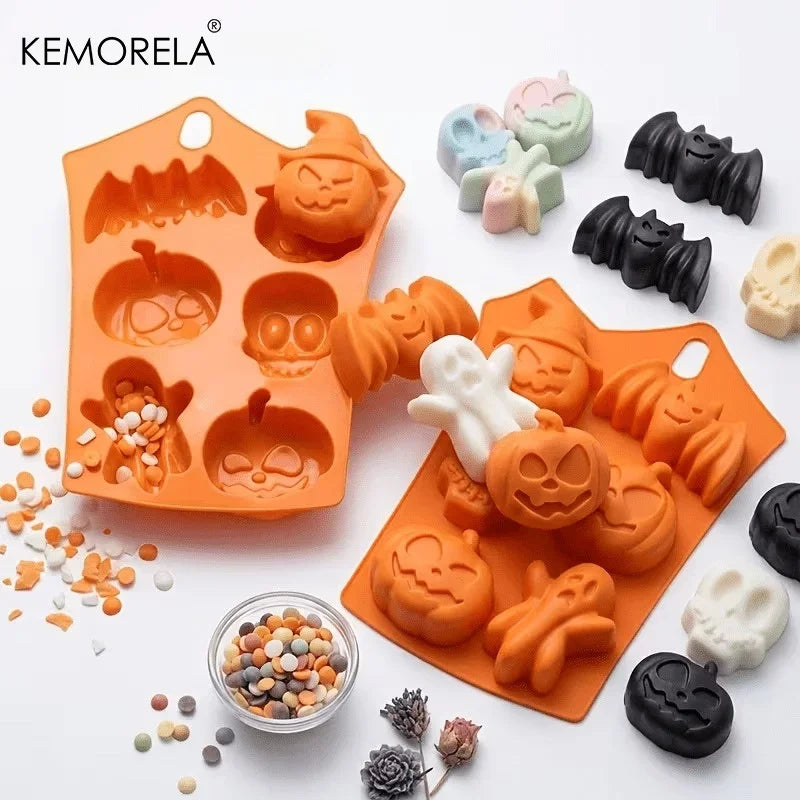 KEMORELA Halloween Silicone Mold – Skull, Pumpkin, Bat & Ghost Silicone Baking Mold Axl