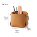 Nordic PU Leather Collapsible Desktop Storage Box – Pen & Makeup Desktop Storage Box Axl Brown
