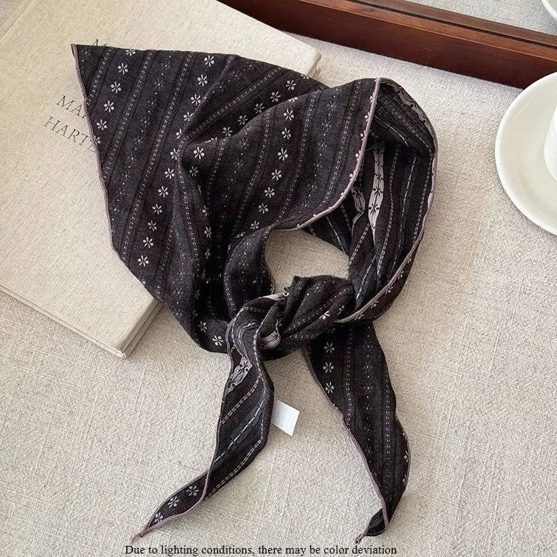 Vintage Floral Triangle Scarf – Boho Headband & Bandana Hair Scarf Headband Axl coffee-1pcs