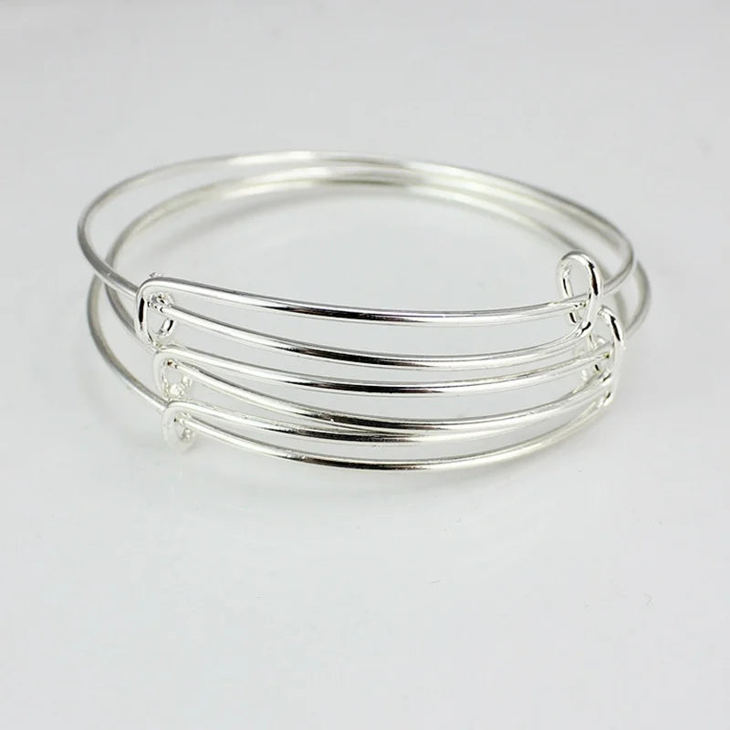 5-Piece Adjustable Wire Wrapped Silver Bangle Bracelet Set Bangle Bracelet Set Axl