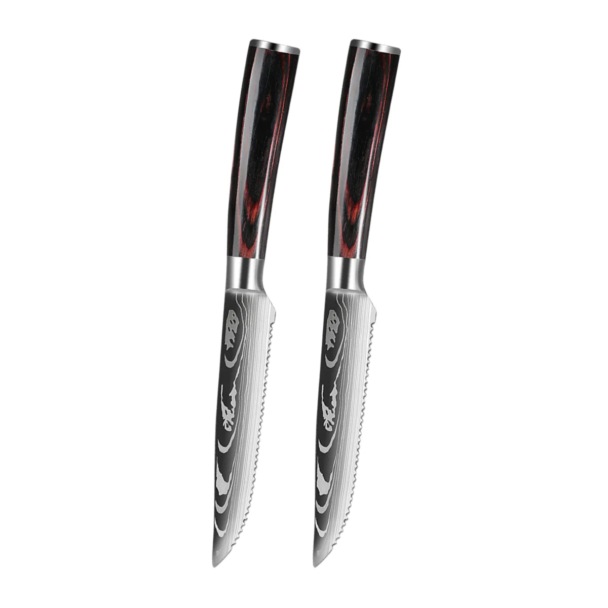 Damascus Steak Knife Set 2–8 Pc | Stainless & Wood Handle Steak Knife Set Axl 2pcs