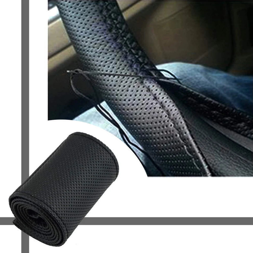 DIY PU Leather Steering Wheel Cover with Needle & Thread Steering Wheel Cover Axl