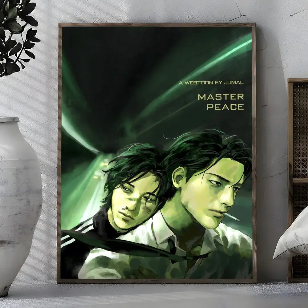 Webtoon Master-Peace Wall Poster – Self-Adhesive Waterproof Sticker Wall Art Poster Axl White16 50X70cmNoframe